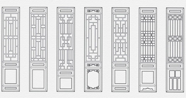 九真镇常用中式仿古花窗图案隔断设计图