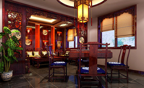 九真镇古典中式风格茶楼包间设计装修效果图